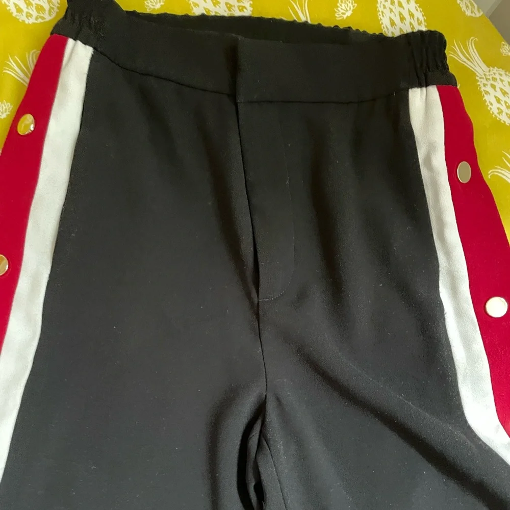 Zara Black Track Pants with Red and White Stripes - Picture 3 of 6
